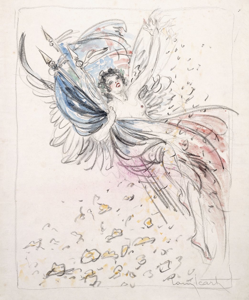 Pige med flag af Louis Icart