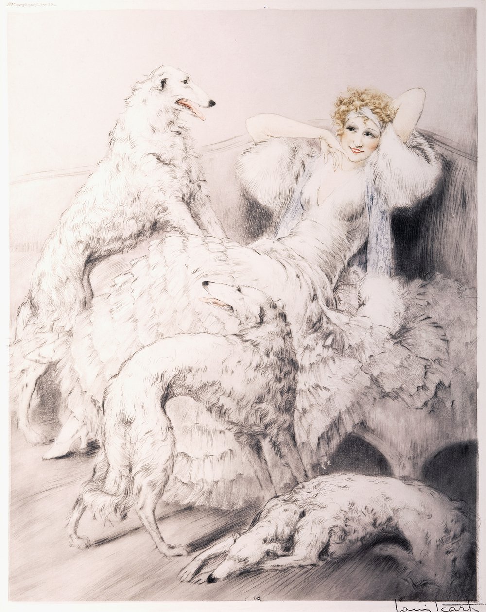 Grill med ledsager Borzoi af Louis Icart