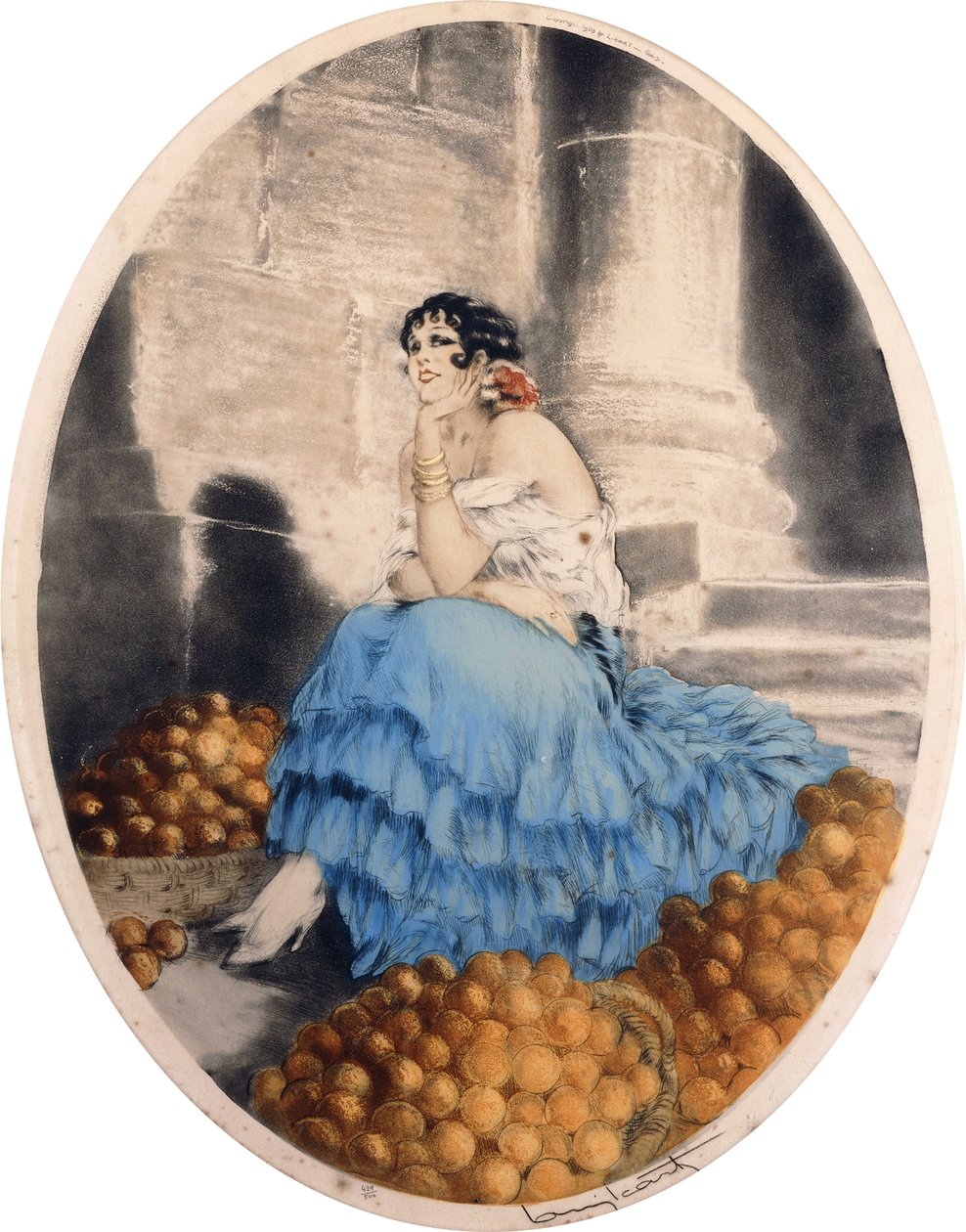 Orange sælger af Louis Icart