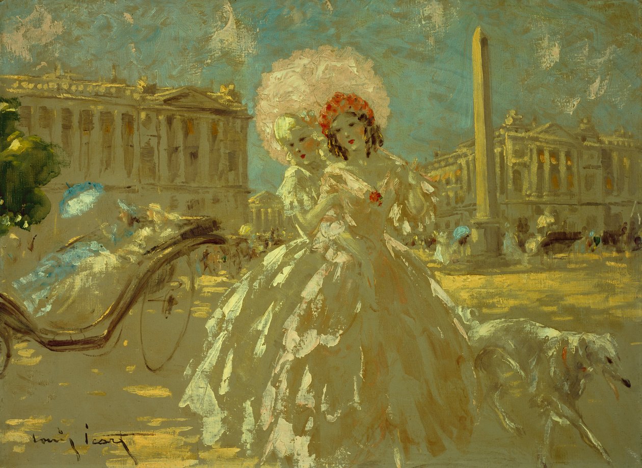 Place de la Concorde (olie på lærred) af Louis Icart