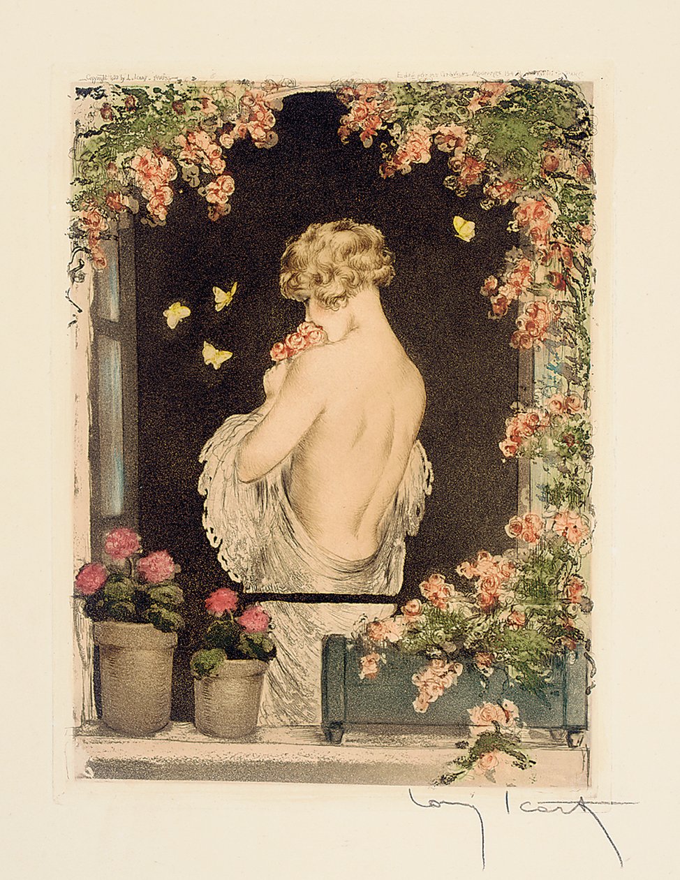 De fire årstider: Sommer, ca. 1928 (håndfarvet tørnål og akvatint) (se også 745548-51) af Louis Icart
