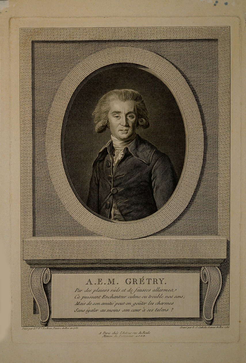 Portræt af komponisten André Ernest Modeste Grétry 1741-1813, 1786. af Louis Jacques Cathelin