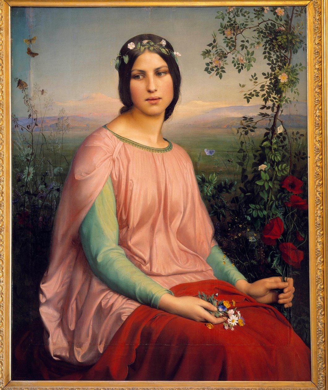 Mark blomster. Maleri af Anne Francois Louis Janmot (1814-1892) af Louis Janmot