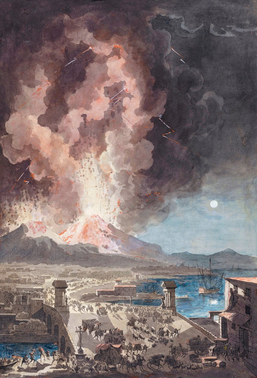 Udbrud af Vesuv, Italien, i 1779. af Louis Jean (after) Desprez