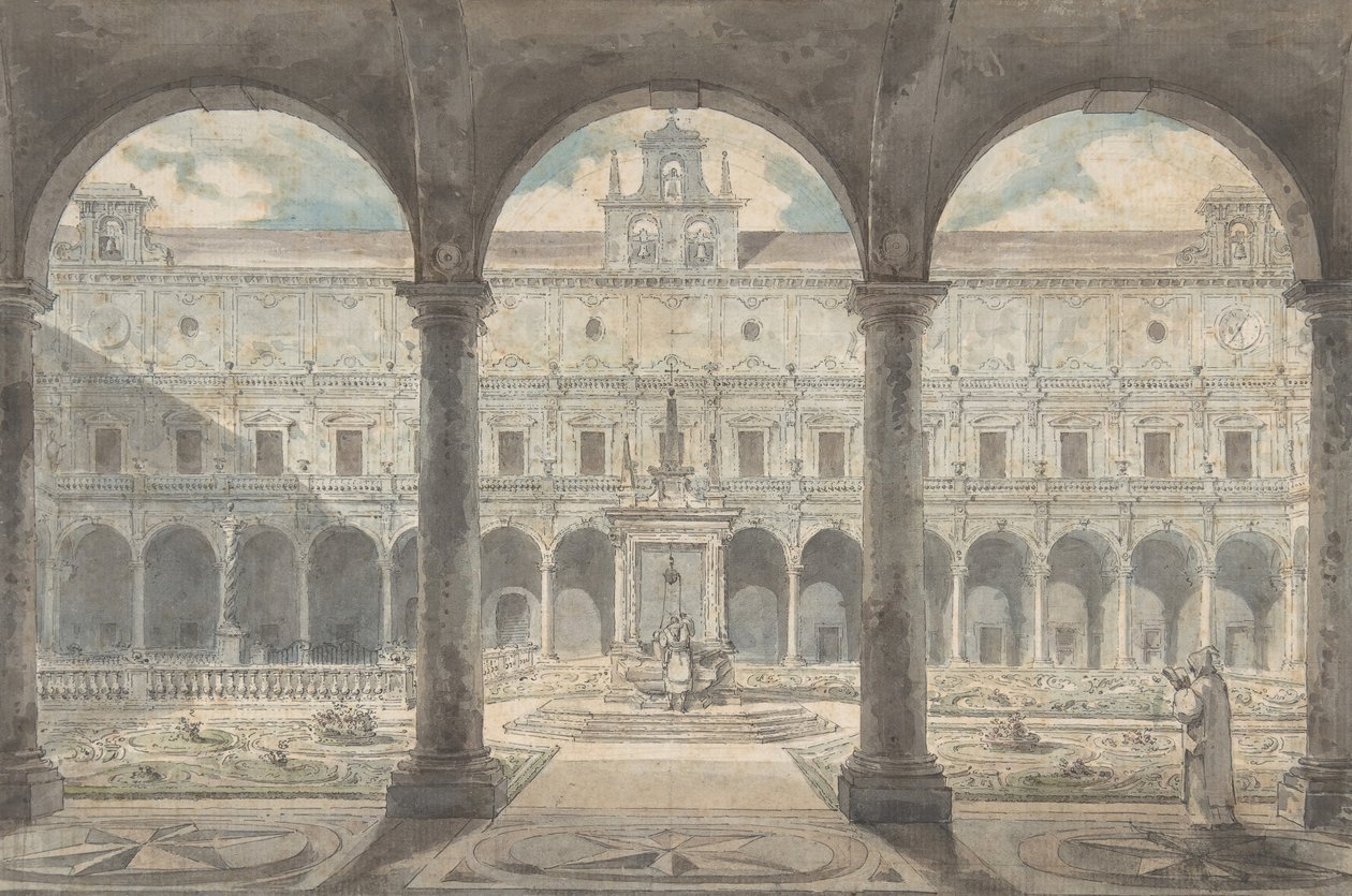 Cloister of the Certosa di San Martino, Napoli, ca.1777-1779. af Louis Jean Desprez