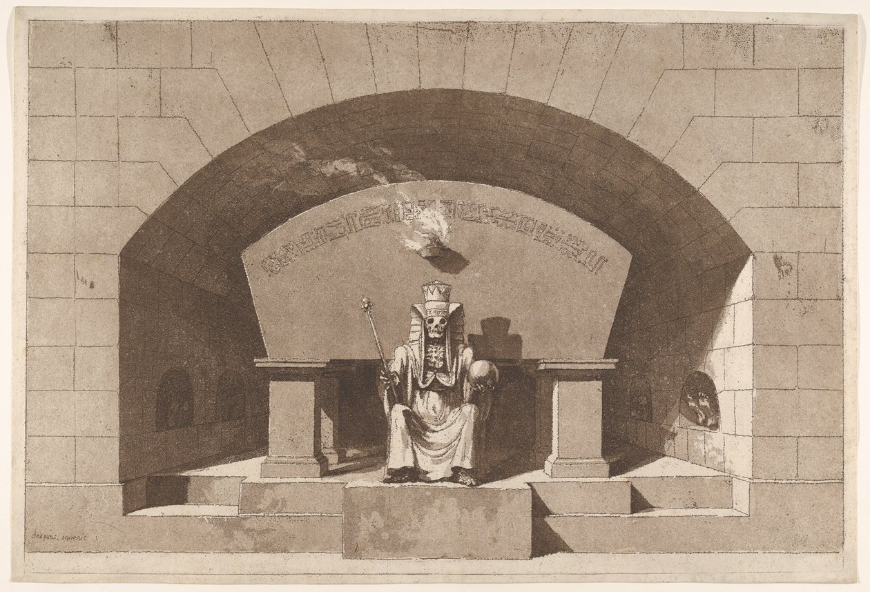 Grav med døden tronet som en sfinx, ca. 1779-84. af Louis Jean Desprez