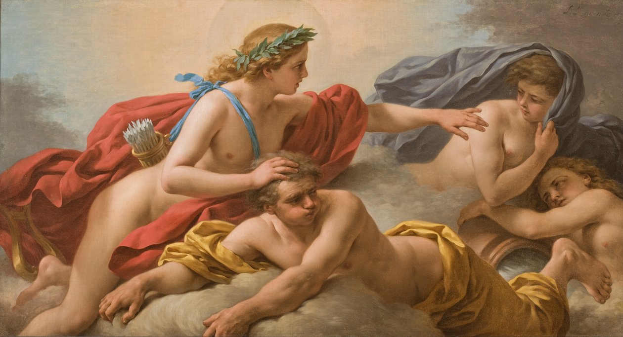Solen fordriver vinde og storme af Louis Jean Francois I Lagrenee