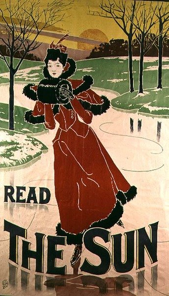Plakat, der annoncerer "The Sun", 1897 af Louis John Rhead