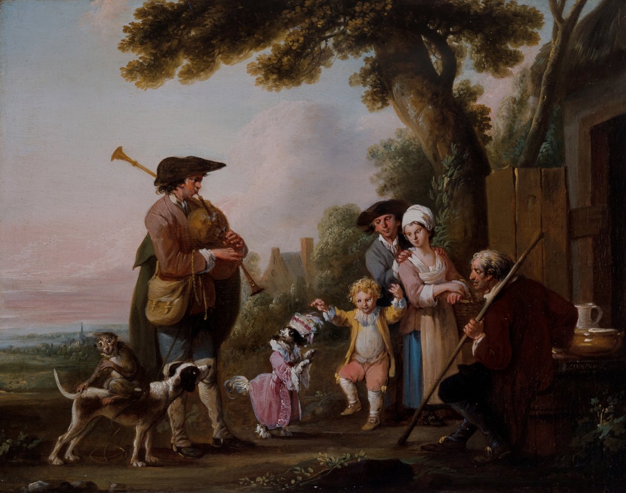 Musikere med dyr, der optræder før værtshuse af Louis Joseph (1731 98) Watteau