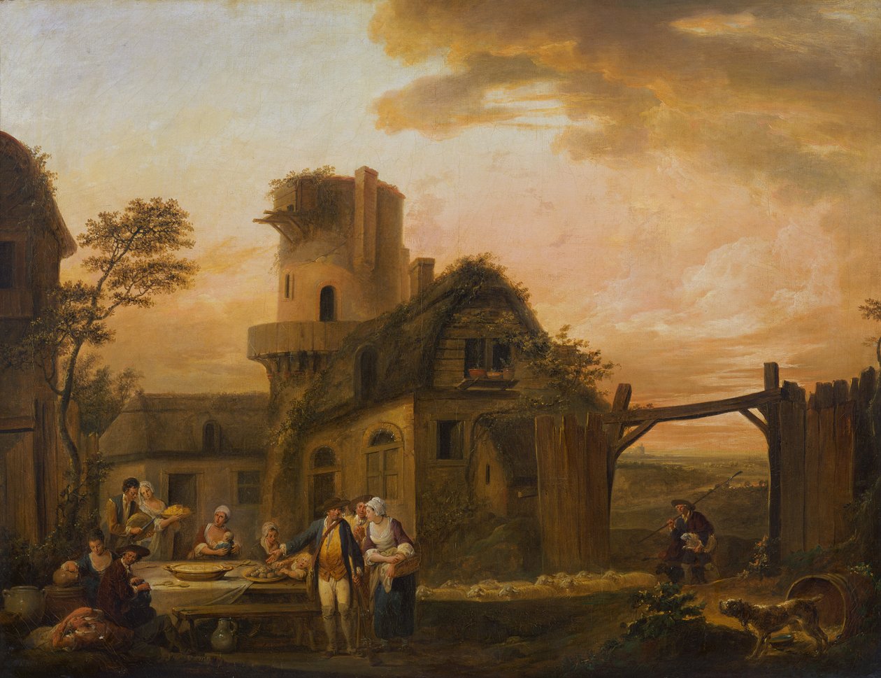 Fire timer på dagen: Nat af Louis Joseph (Watteau de Lille)(attr. to) Watteau