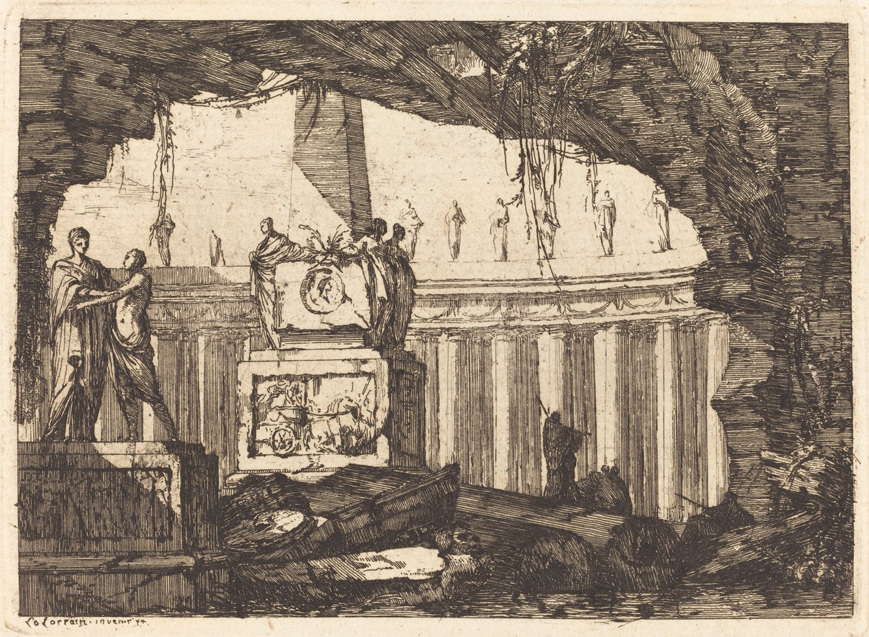 Arkitektonisk Fantasy med en Obelisk og Arcade af Louis Joseph Le Lorrain