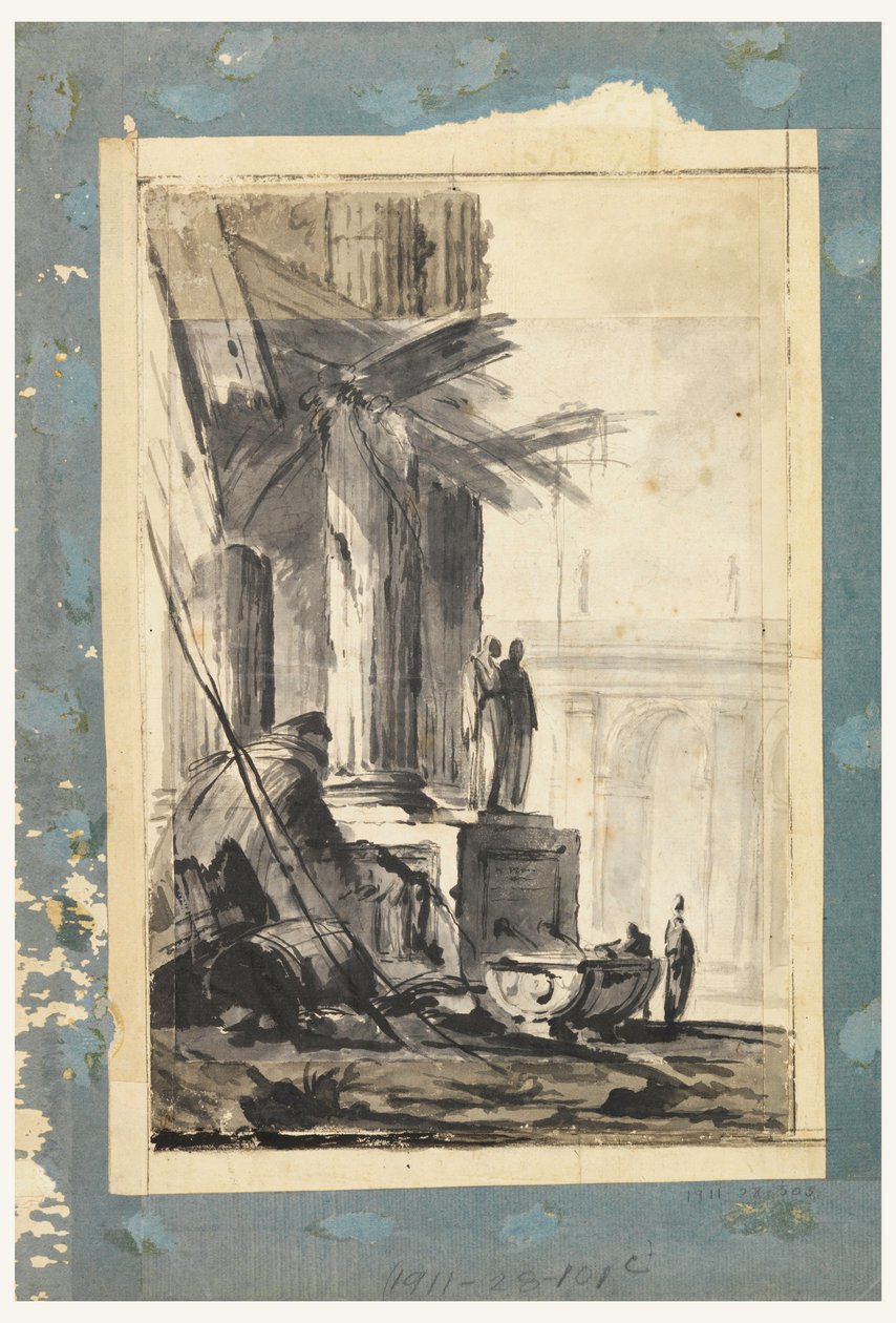Tegning, Ruinfantasi, ca. 1762 af Louis Joseph Le Lorrain