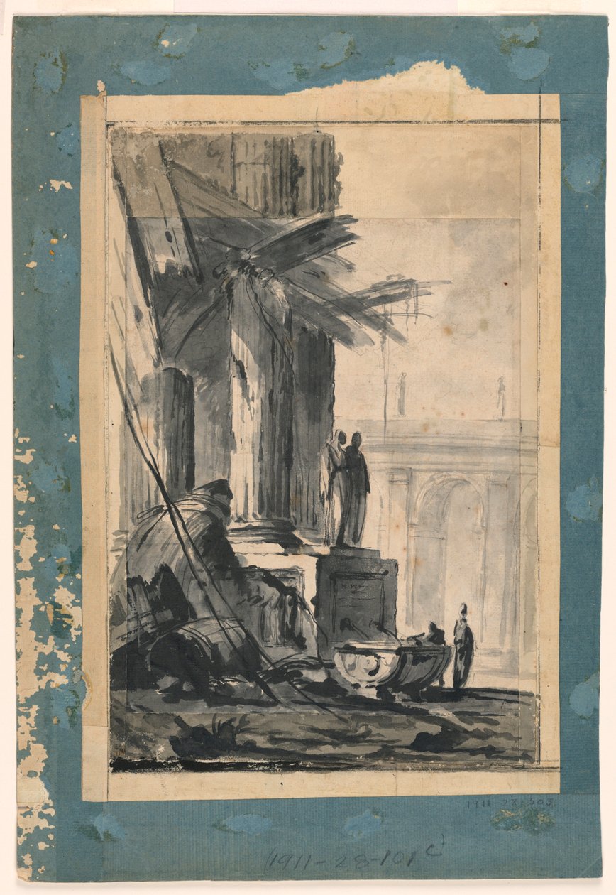 Tegning, Ruinfantasi, ca. 1762 af Louis Joseph Le Lorrain
