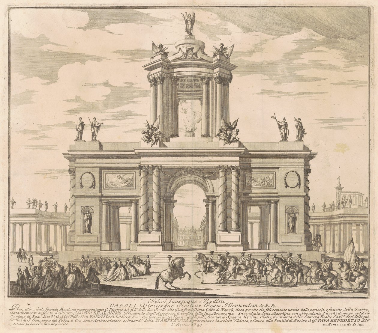 Seconda Macchina for Chinea af 1745: Triumfbue for kong Charles af Bourbons tilbagevenden til Napoli af Louis Joseph Le Lorrain