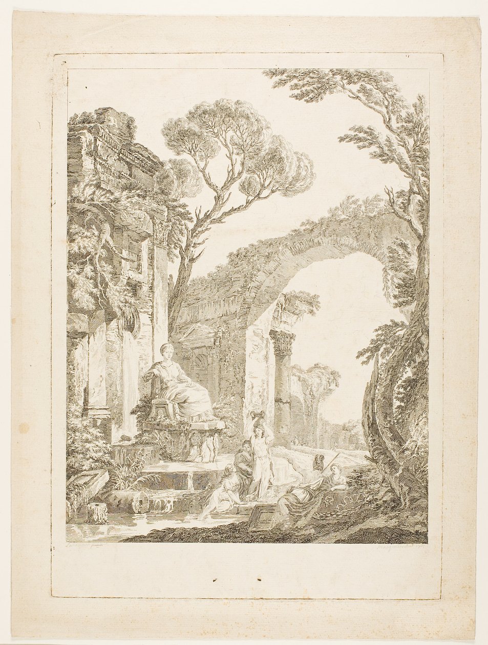 Springvandet i ruinerne af Louis Joseph Masquelier