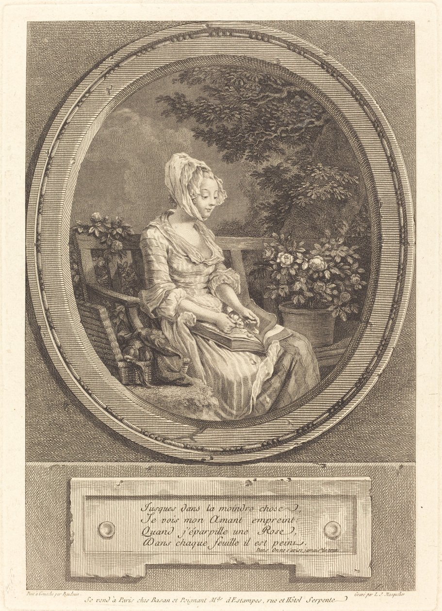 Ned til den mindste ting af Louis Joseph Masquelier after Pierre Antoine Baudouin