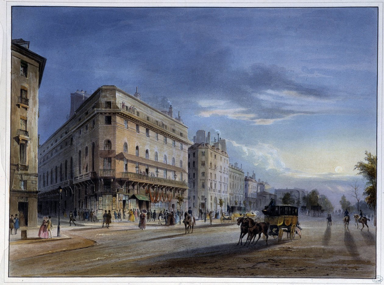 Boulevard des Italiens - i “” Paris en 1837”” af Arnout af Louis Jules Arnout
