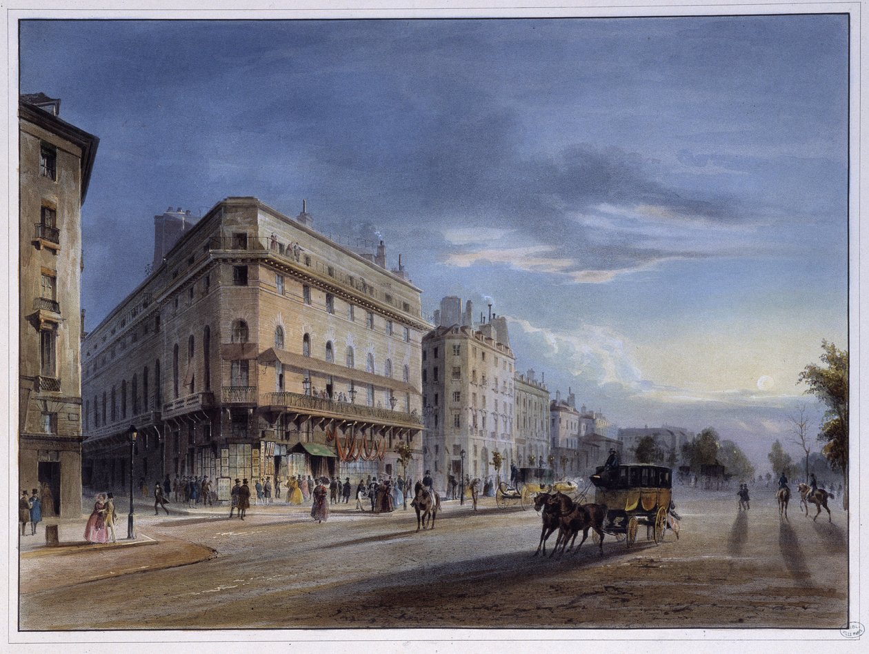 Boulevard des italiens - i "" Paris en 1837"" af Arnout af Louis Jules Arnout