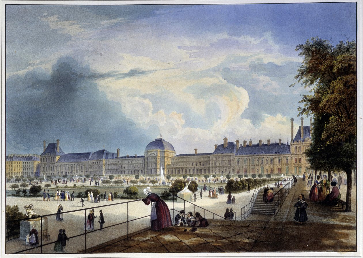 Tuileriepaladset - i "Paris i 1837" af Arnout af Louis Jules Arnout