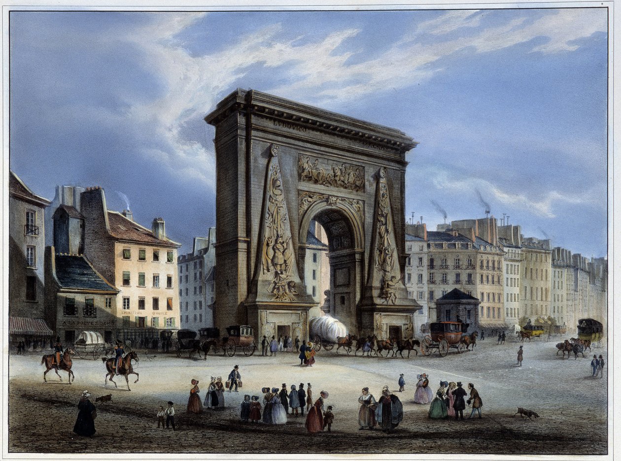 Porte de Saint-Denis - i "" Paris en 1837 "" af Arnout, red. Executive & Hauser af Louis Jules Arnout
