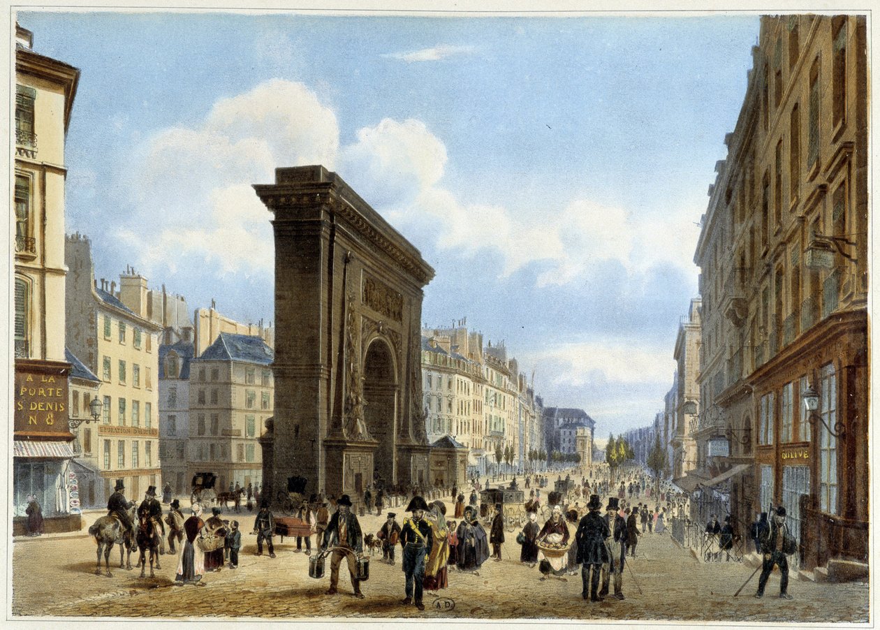 La porte de St Denis- i "Gå i Paris og dens omgivelser", designet af Jacottet og Benoist, ca. 1840 af Louis Julien Jacottet
