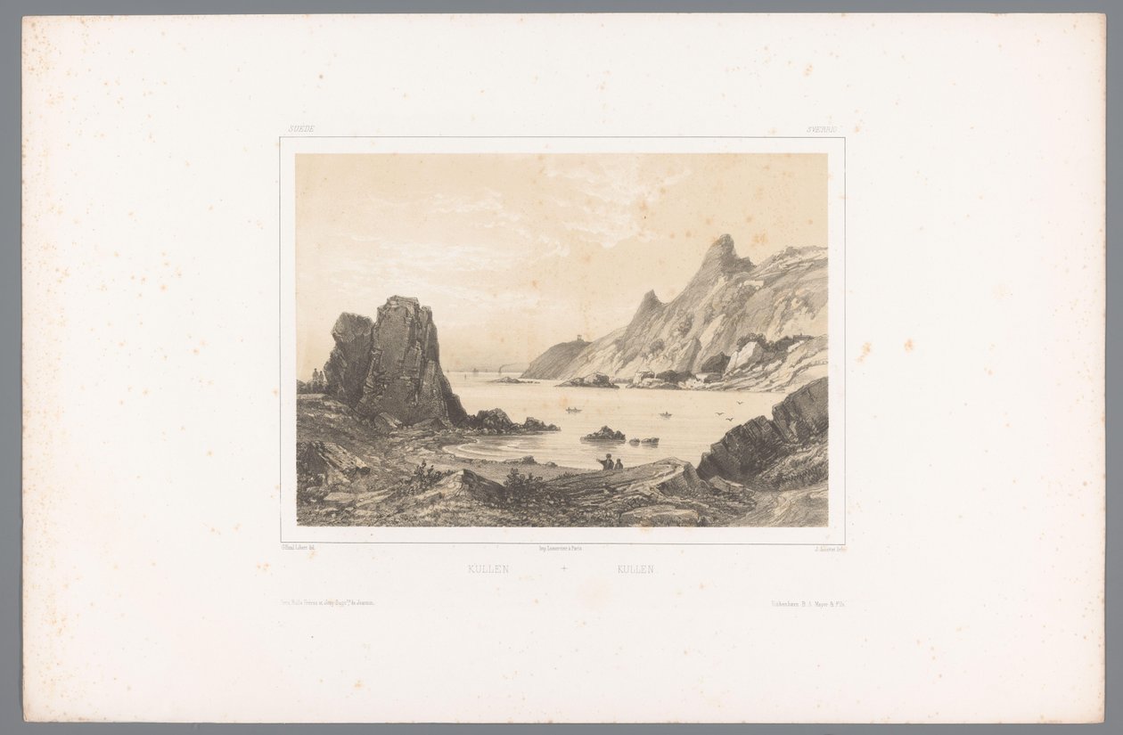 Udsigt over Kullaberg ved Kattegat Kullen / Kullen (titel på objekt) Faces in Scandinavia (serietitel) Vues du Nord. Ruskind (serietitel på objekt) af Louis Julien Jacottet