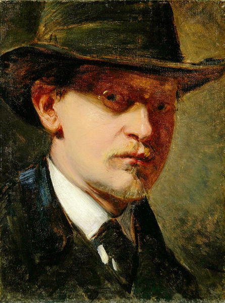 Selvportræt med hat (olie på lærred) af Louis Kolitz