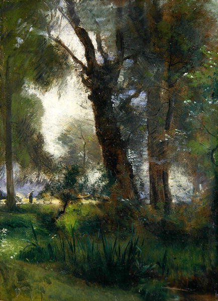 The Edge of the Karlsaue, Kassel (olie på lærred) af Louis Kolitz