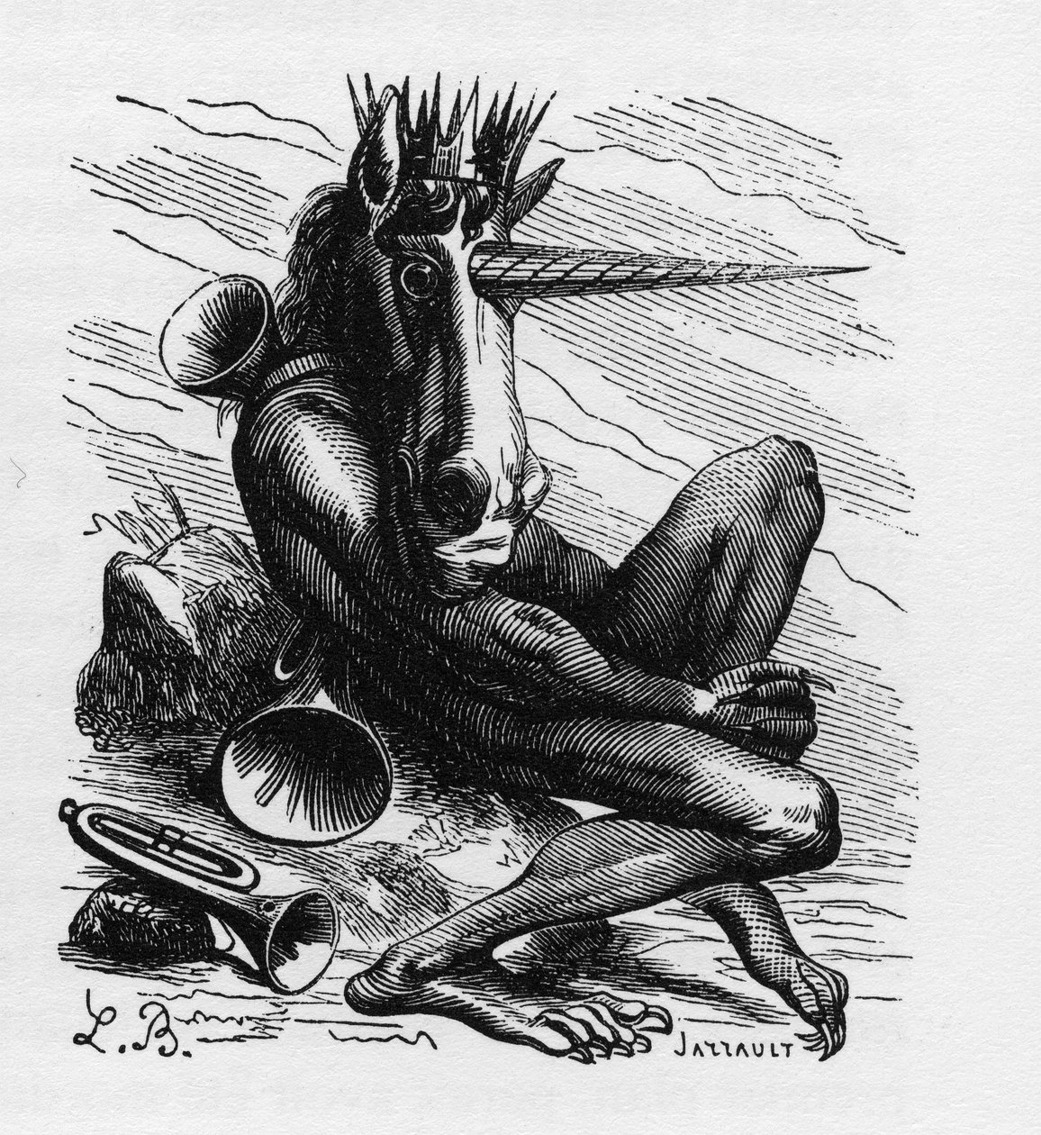 AMDUSCIAS dæmon i Ars Goetia - Amdusias - dæmon afledt af goetie-tro (kunst og praksis for påkaldelse af dæmoner) - i "Den infernalske ordbog" af Collin de Plancy - Indgravering af L. Breton. Paris af Louis Le Breton