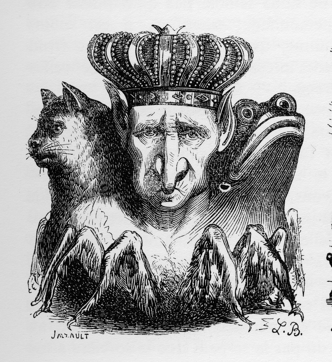 Bael - Baal - (dæmon) - Bael er lederen af den infernalske magt - i "" Le dictionnaire infernal"" af Collin de Plancy - Indgravering af L. Breton. Paris af Louis Le Breton