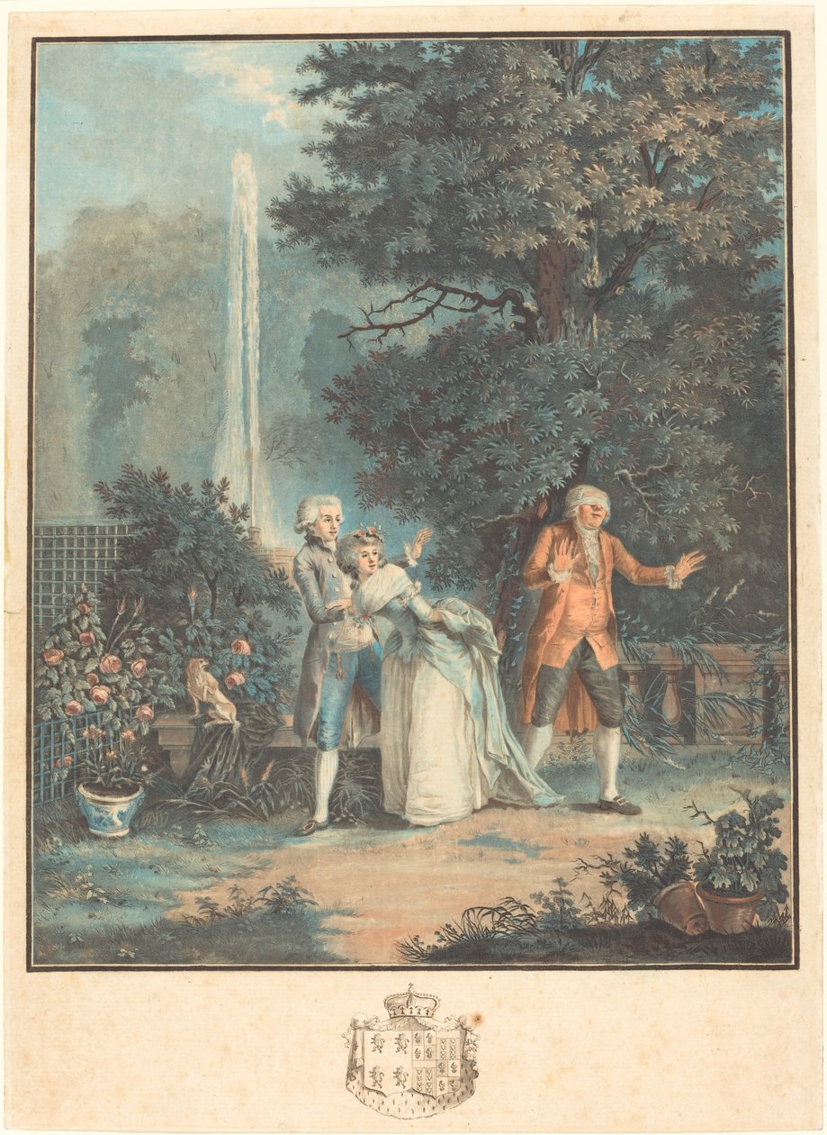 Colin-maillard af Louis Le Coeur after Nicolas Lavreince
