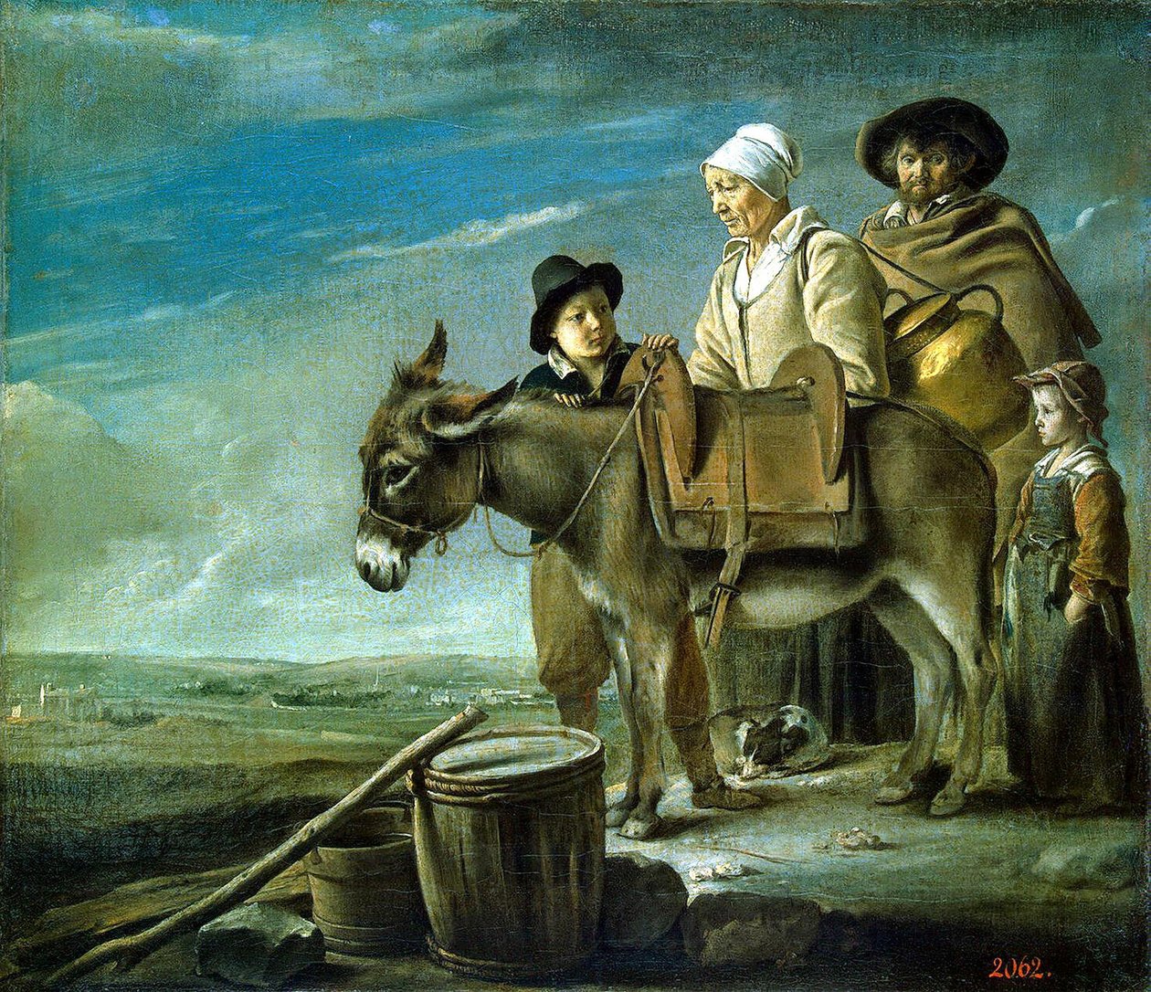 Fransk: La Famille de la laitière Mælkepigernes familie af Louis le Nain