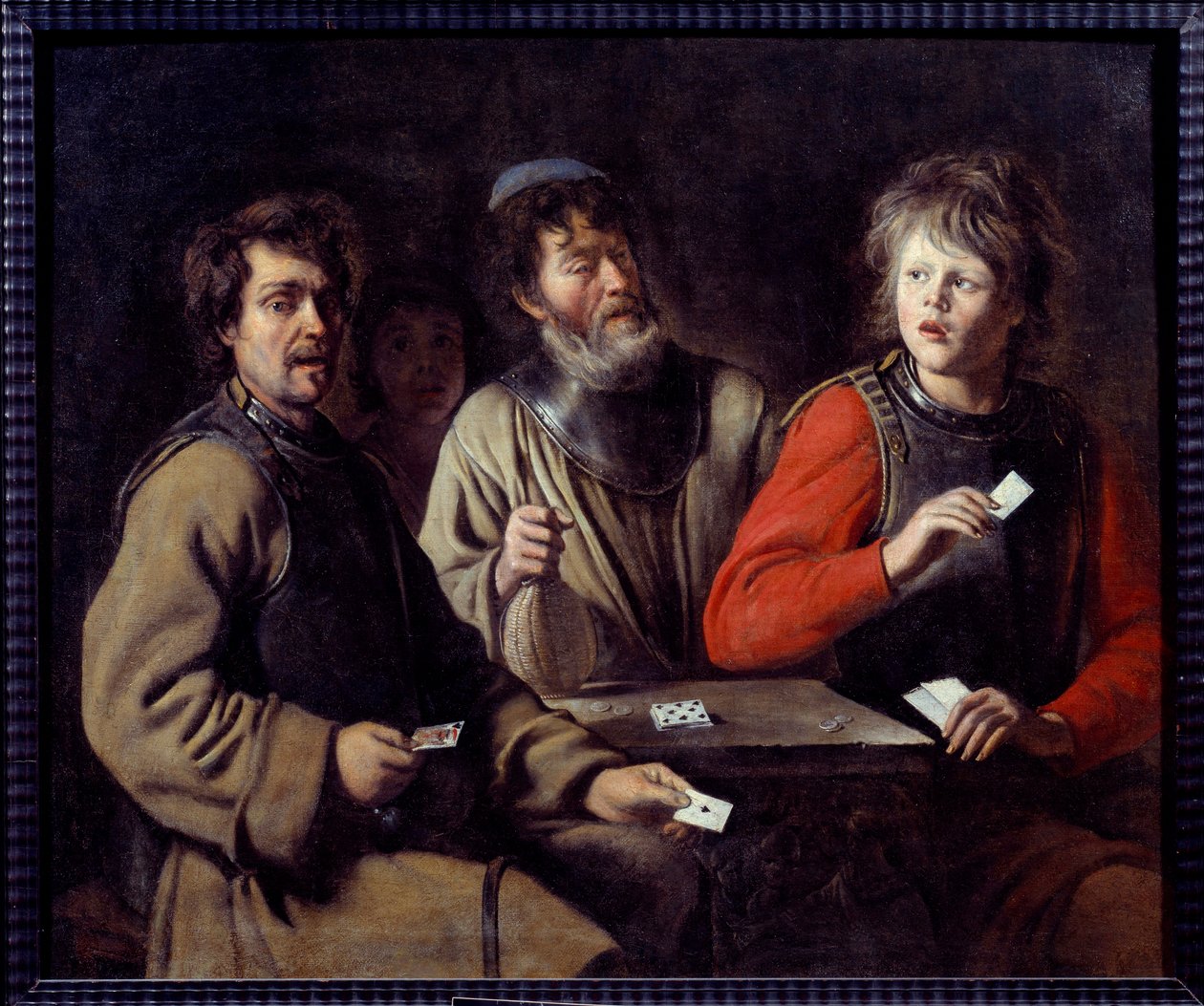 Soldater, der spiller kort, maleri af Louis Le Nain (1593-1648) 1640 Aix en Provence, Musee Granet af Louis le Nain