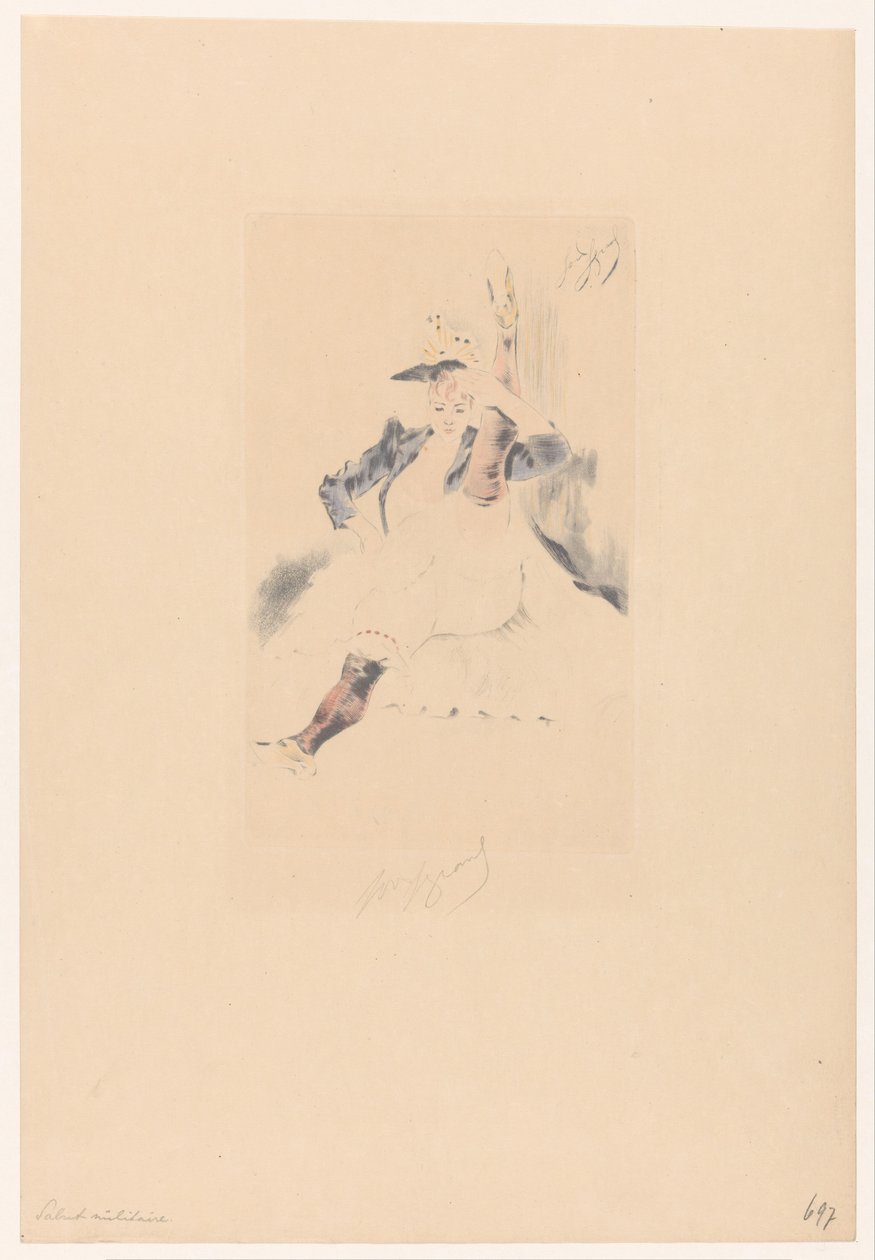 Hilsen cancan danser Salut militæret af Louis Legrand (signed by artist)