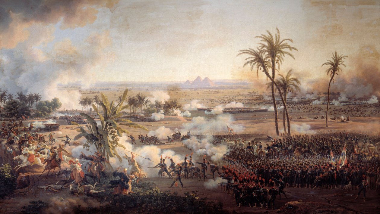 Kampagne (Ekspedition) af Egypten (1798-1801): "" Slaget ved pyramiderne, 21. juli af Louis Lejeune
