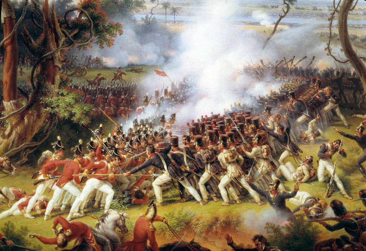 Napoleonsk kampagne i Spanien og Portugal (1808-1813): "" Slaget ved Chiclana, nær Cadiz, 5. maj af Louis Lejeune