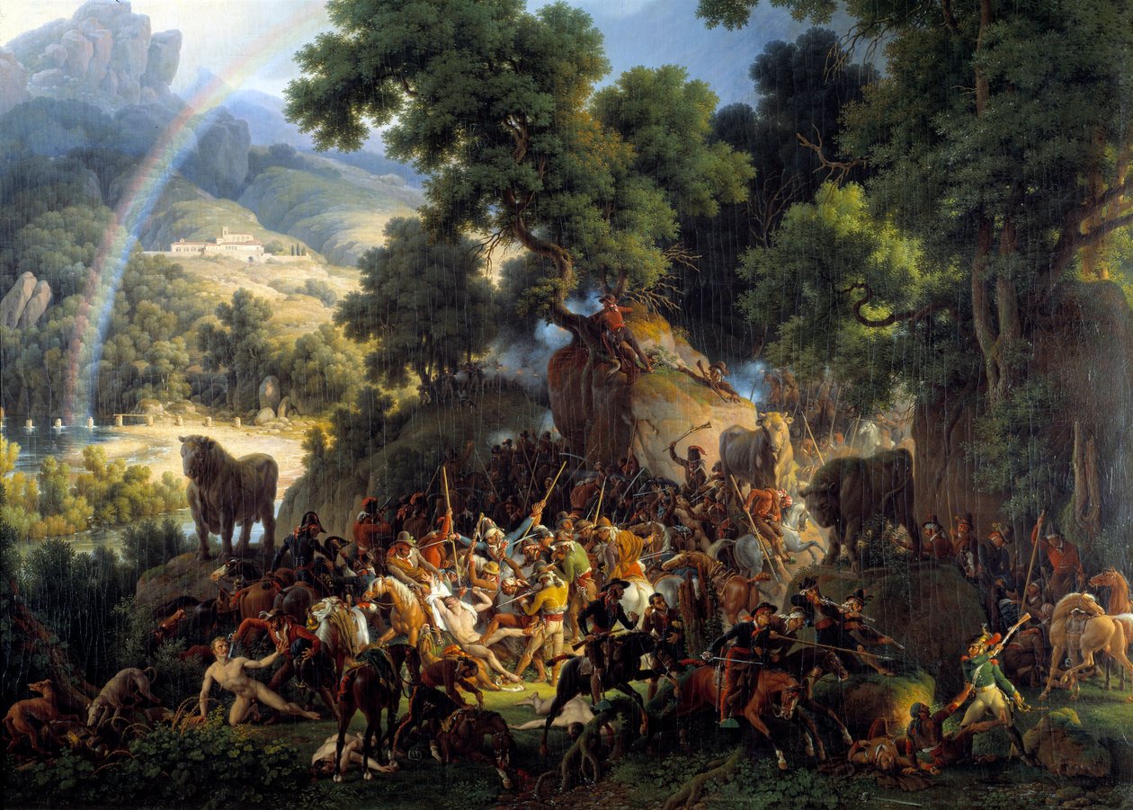 Slaget ved Guisando, ved passagen af Avis-passet i Guadarrama-bjergene i Castilla af Louis Lejeune