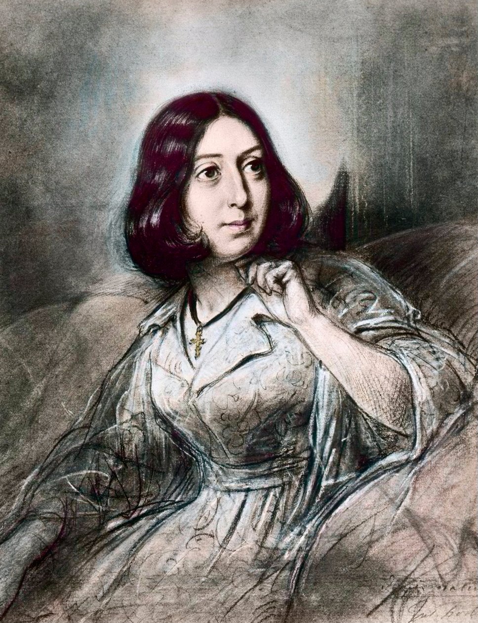 Portræt af George Sand efter Louis Leopold Boilly af Louis Leopold (after) Boilly