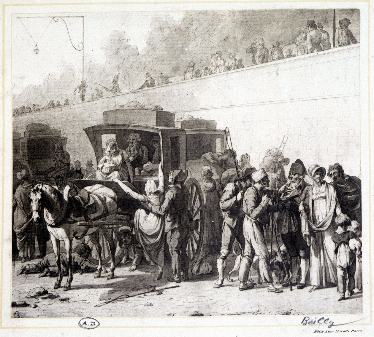 Ankomsten af en flid, heliogravure af Léon Marotte ifølge maleriet af Boilly (1803). af Louis Leopold (after) Boilly