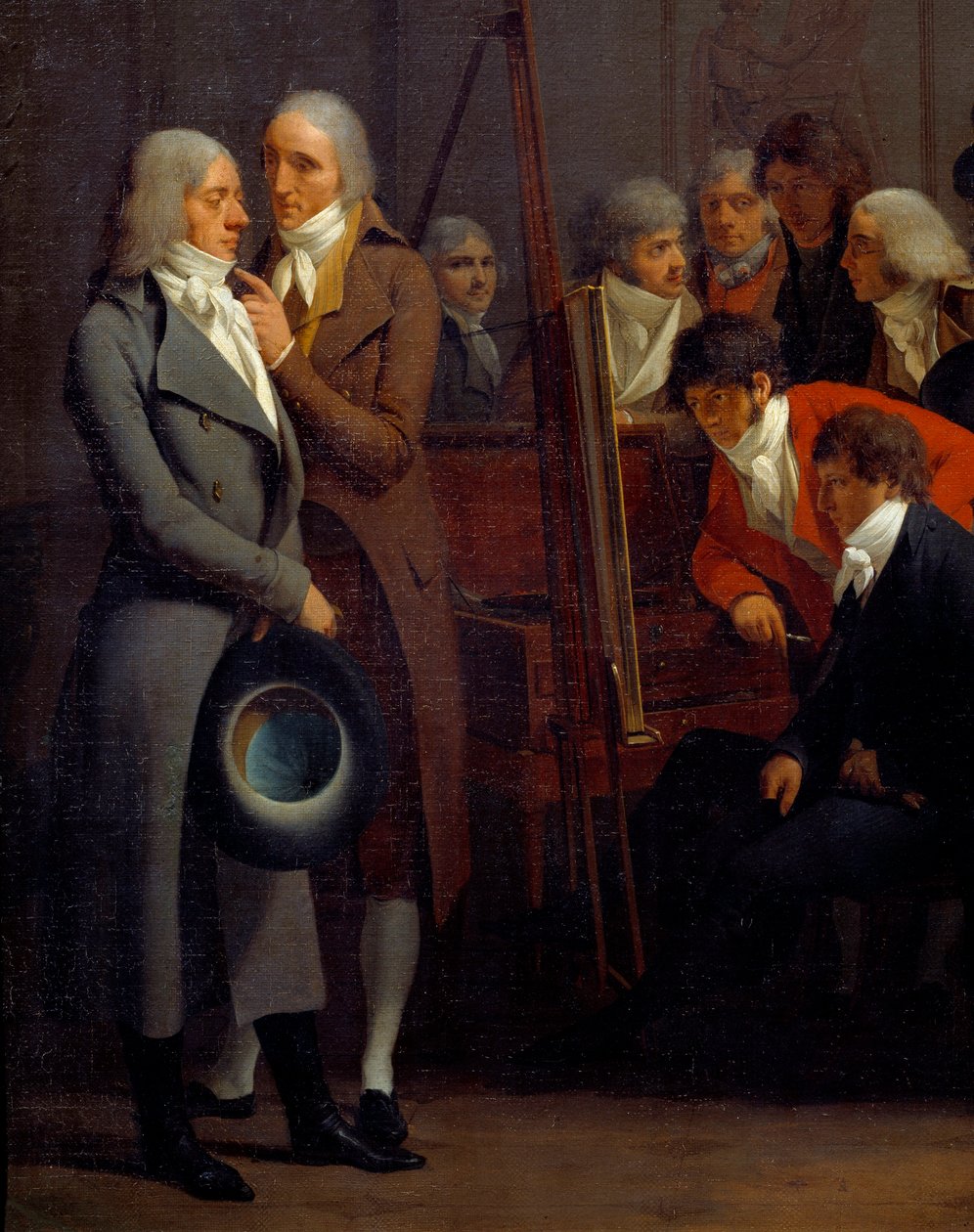 Kunstnere mødes i værkstedet hos maleren Jean Baptiste Isabey (1767-1855) 