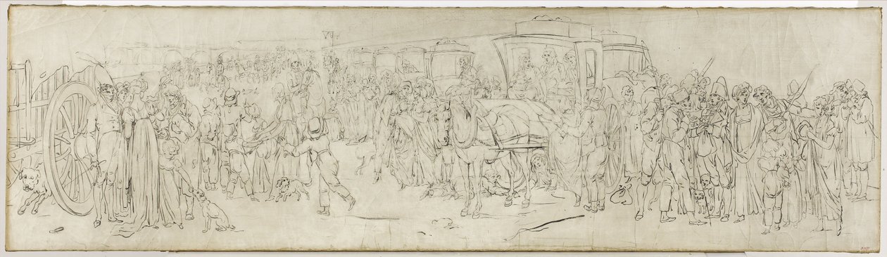 Gøgen på Quai des Tuileries, ca. 1805 (pensel, tusch på lærred) af Louis Leopold Boilly