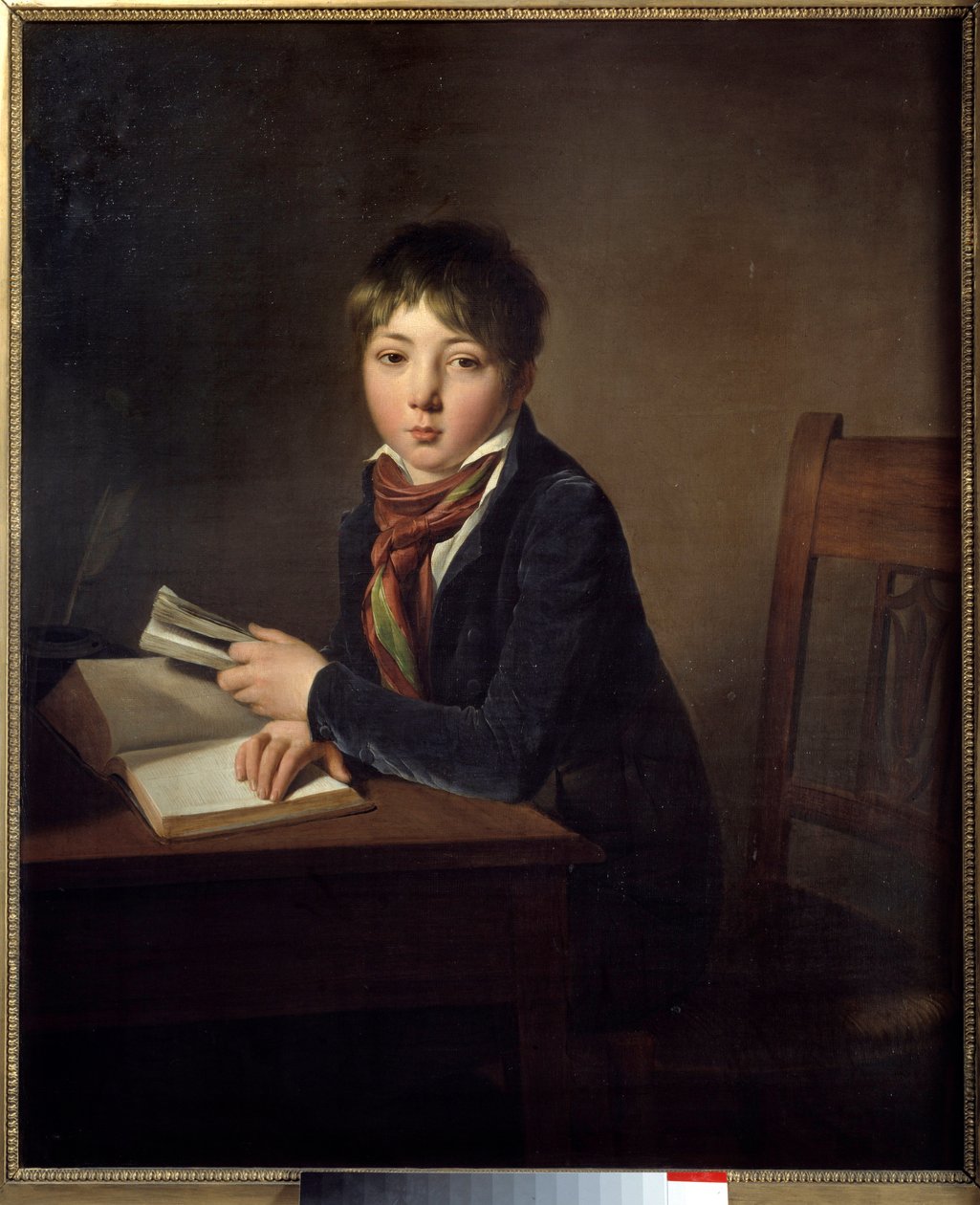 Jules Boilly (1796-1874) barn en bog i hånden Maleri af Louis Leopold Boilly (1761-1845) 1808 Søn. 0,98x0,8 m Lille, Musee des Beaux Arts. af Louis Leopold Boilly