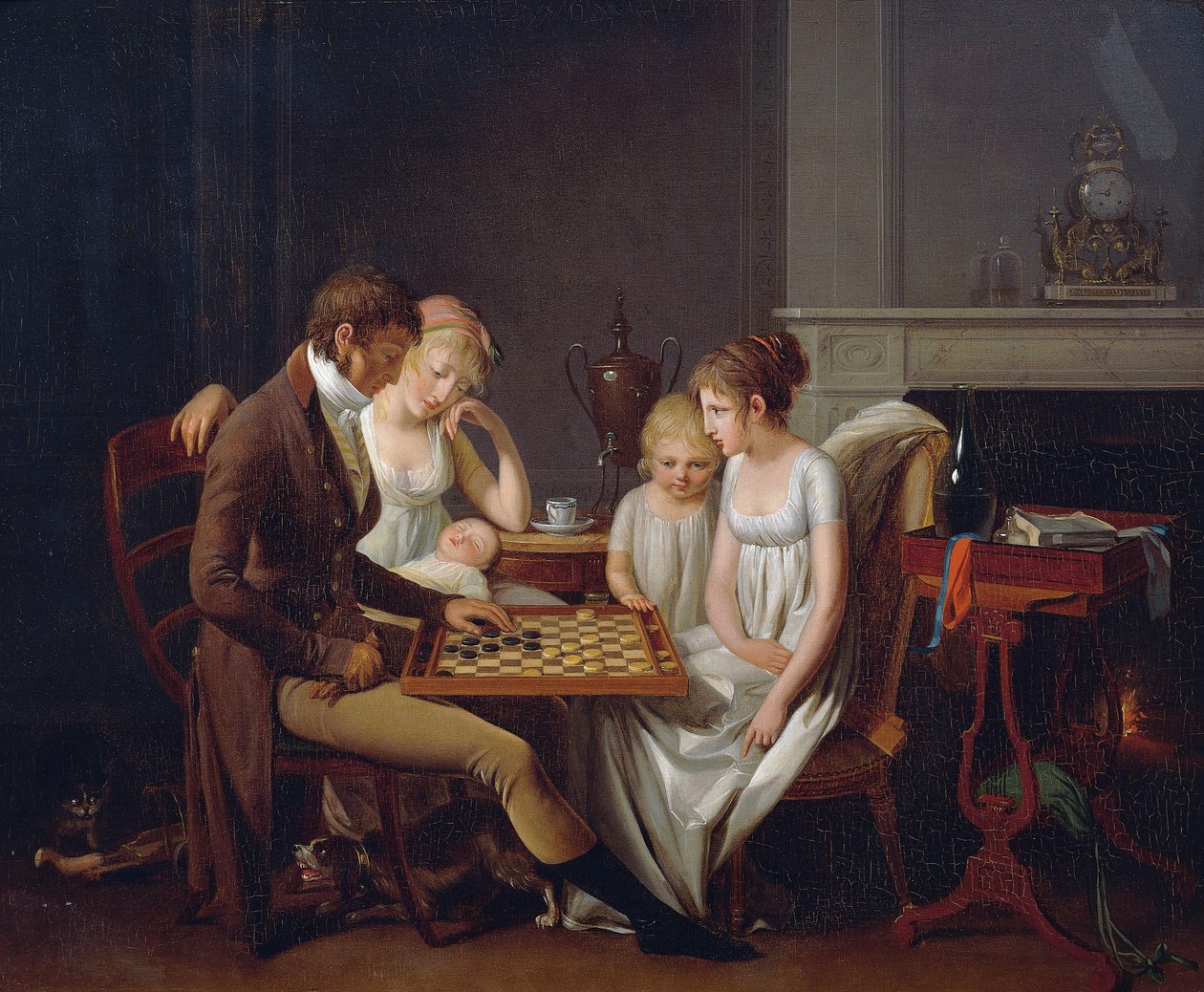 Maleri af familiespil dam, ca 1803, af Louis Leopold Boilly (1761-1845), olie på lærred, Frankrig af Louis Leopold Boilly