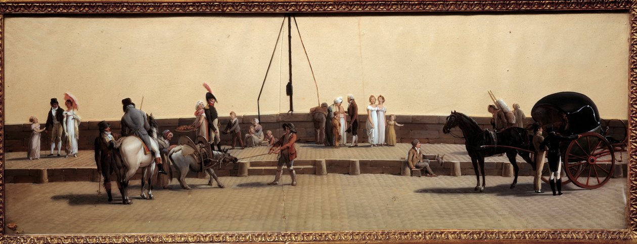Passage du Pont Royal a Paris-maleri af Louis Leopold Boilly (1761-1845) 1800 søn. 0,25x0,69 m Paris, Musee Carnavalet. af Louis Leopold Boilly