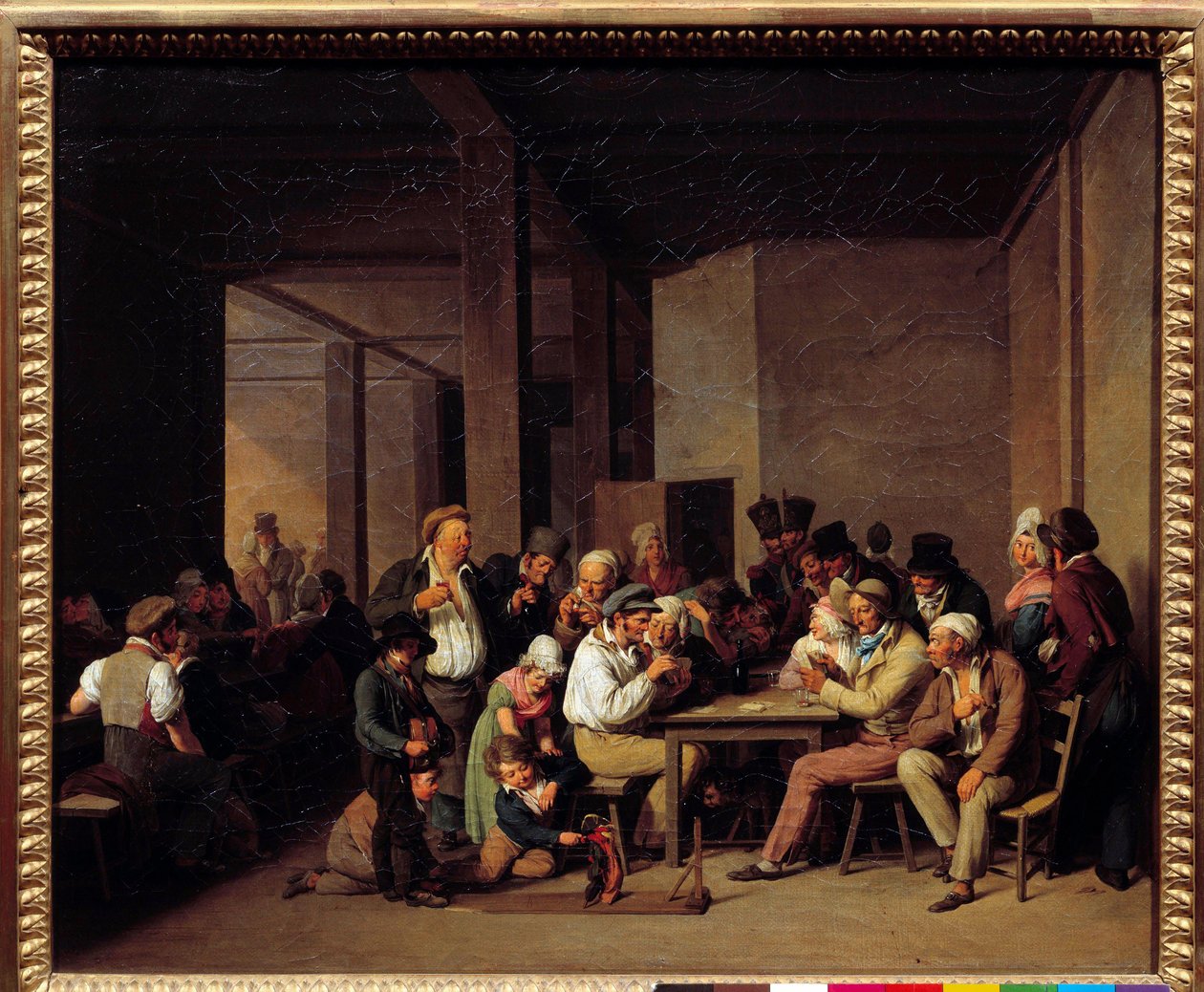 Spillere i et kabaretmaleri af Louis Leopold Boilly (1761-1845) 1800-tallet. Mål: 0,37x0,47m. af Louis Leopold Boilly
