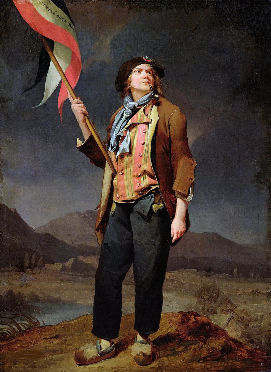 Portræt af sangeren Simon Chenard (1758-1832) i et sans culotte-kostume med et flag på Savoy Freedom Day, 14. oktober 1792"" Maleri af Louis Leopold Boilly (1761-1845). 1792. Størrelse 0,33x0,22 m. Paris, Carnavalet Museum af Louis Leopold Boilly