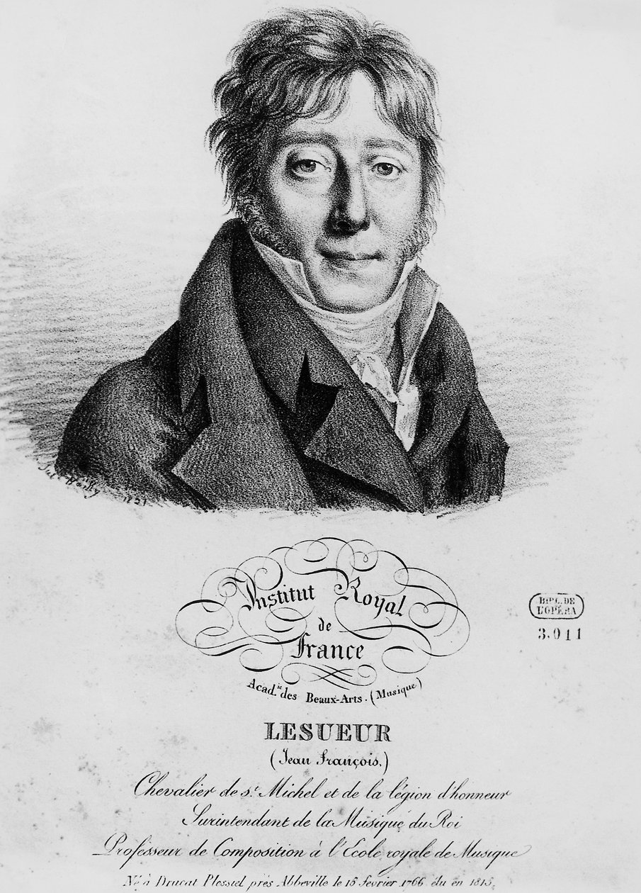 Portræt af Jean-Francois Lesueur (1760-1837), fransk komponist, gravering af Louis-Leopold Boilly (1761-1845) af Louis Leopold Boilly
