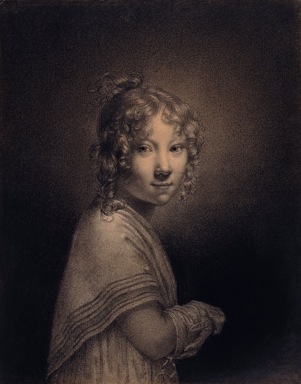 Portræt af en pige, halv længde, af Louis Leopold Boilly