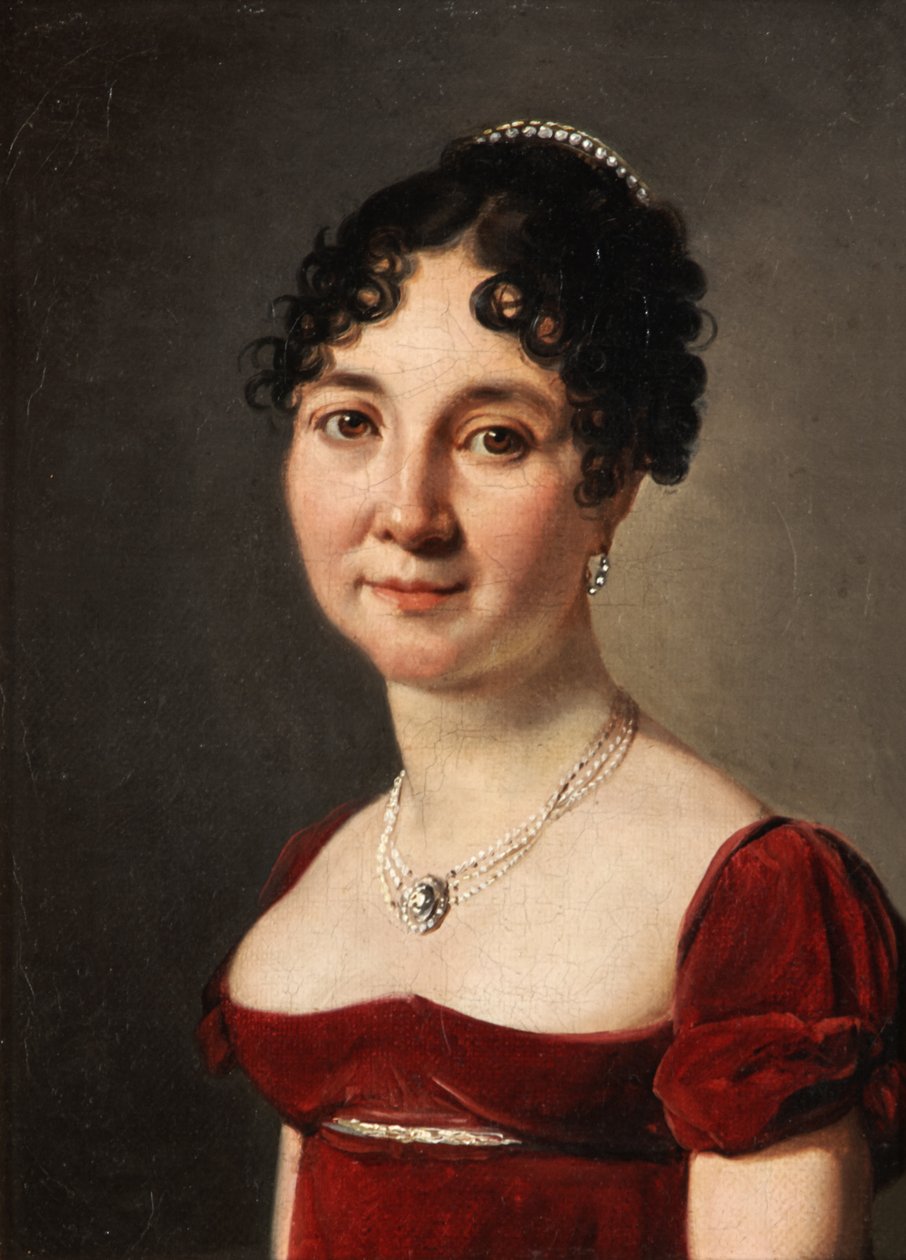 Portræt af en kvinde i en rød fløjlskjole af Louis Leopold Boilly