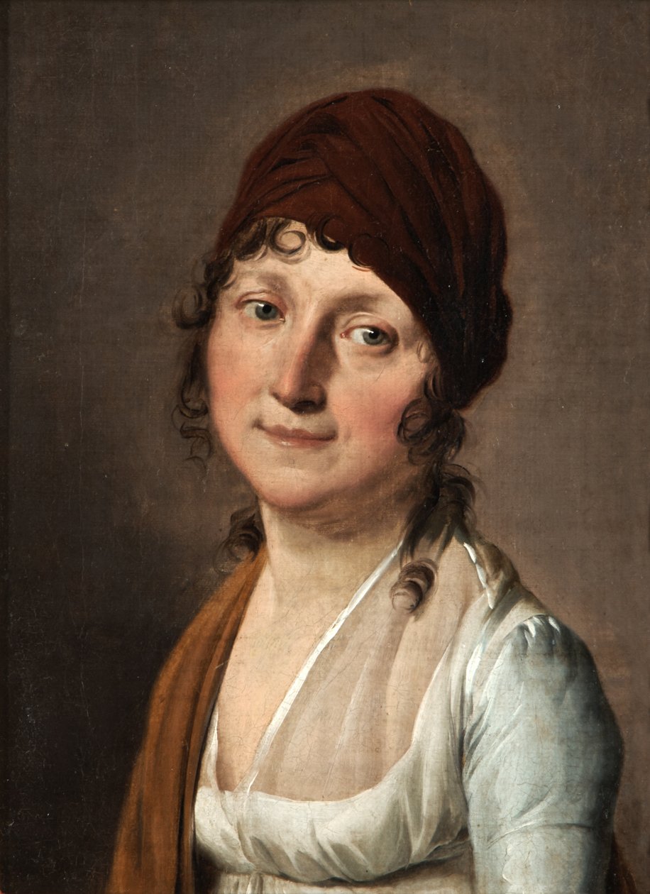 Portræt af en kvinde med et rødt hårbånd af Louis Leopold Boilly